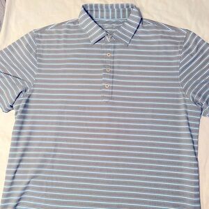 Johnnie-O Gray and Blue Striped Golf Polo Shirt